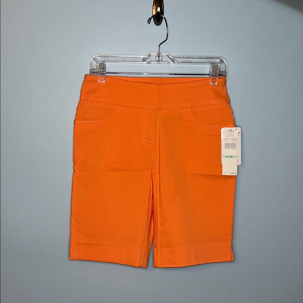 NWT Ruby Rd. Vibrant Orange/Melon Women's Stretch Slimming Bermuda Shorts, 8P